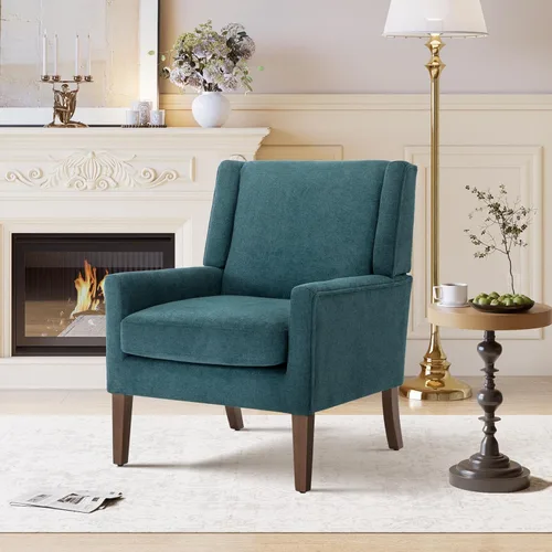 Miniatura 17 de Sillas de acento para sala de estar, sillas de sala de estar de madera y tela de mediados de siglo, sillón con brazos, sillas auxiliares para sala