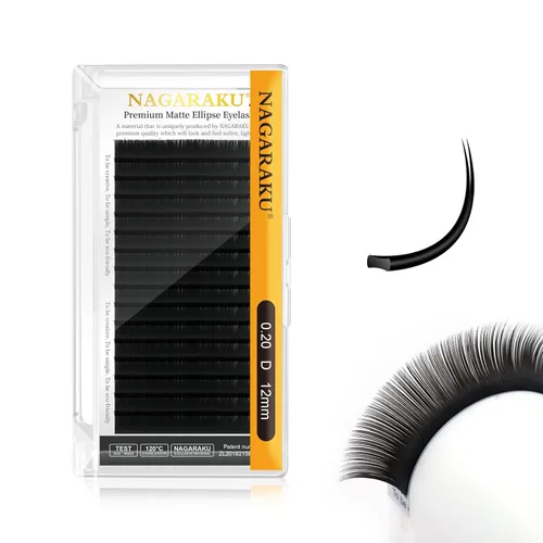 Miniatura 115 de NAGARAKU Extensiones de pestañas elipse con puntas abiertas planas, pestañas individuales de 0.006 in, rizo C, bandeja de mezcla de 0.315-0.591 in