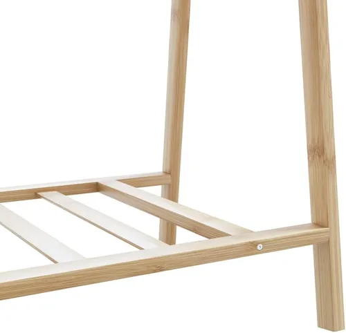 Miniatura 8 de Bamboo Clothing Rack, Varnished Finish, Adjustable Shelves, Foldable Garment Hanger for Bedroom Storage