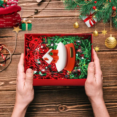 Miniatura 4 de LOMIMOS Relleno de papel de Navidad de 1 libra, papel de rafia de Navidad rojo y verde con confeti de Navidad para envolver regalos, cesta