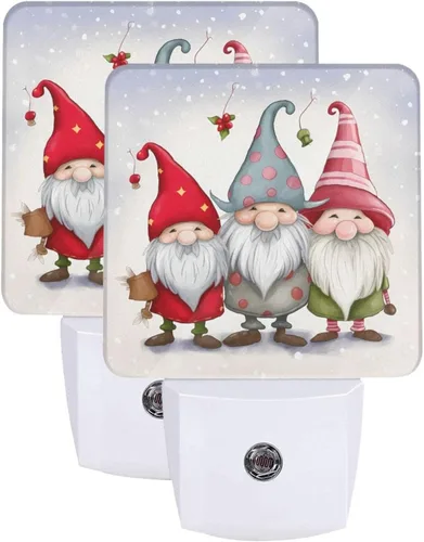 Miniatura 8 de Juego de 2 lámparas LED de noche enchufables de muñeco de nieve, con sensor automático, copos de nieve de Navidad, juego de 2 luces nocturnas