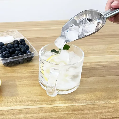 Miniatura 4 de Cuchara de hielo de metal de 12 onzas, pequeña cuchara de hielo de acero inoxidable para máquina de hielo, cubeta de hielo, cocina, congelador, bar