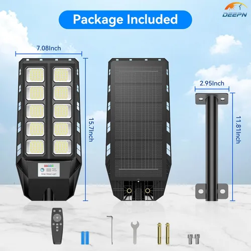 Miniatura 7 de Deepn Farolas solares para exteriores, luces solares de grado comercial para exteriores, impermeables, luz LED de estacionamiento del atardecer al