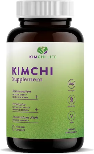 Cápsulas diarias de kimchi fermentado premium - Suplemento nutricional vegano y natural - Probióticos para la salud intestinal y el apoyo