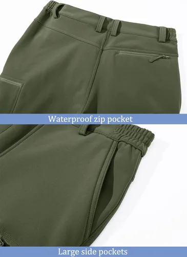 Miniatura 7 de MAGCOMSEN Pantalones de senderismo para hombre, con forro polar, pantalones impermeables para la nieve, pantalones de trabajo al aire libre con 5