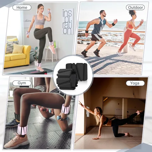 Miniatura 7 de Vinsot Pilates - Pesas de muñeca y tobillo para mujer, juego de 4 (2 libras cada una), pulseras con peso ajustables para piernas, para caminar