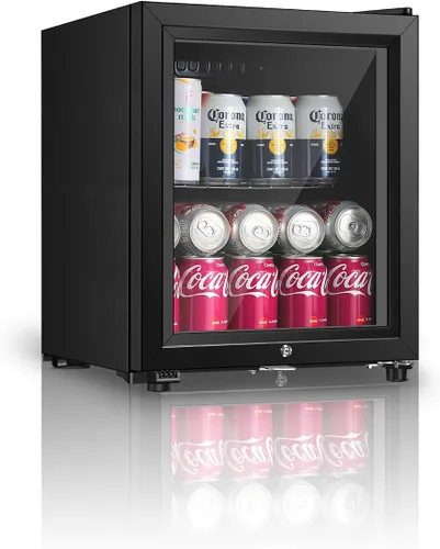 Saeoola Refrigerador de bebidas, mini refrigerador de 1.3 pies cúbicos con puerta doble de vidrio, enfriador para refrescos, cerveza o vino para el