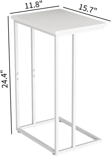 Miniatura 2 de Innerjoin Mesa auxiliar ancha en C, mesa de sofá C con marcos de metal, mesa auxiliar pequeña para sofá y cama, mesa C retro para computadora
