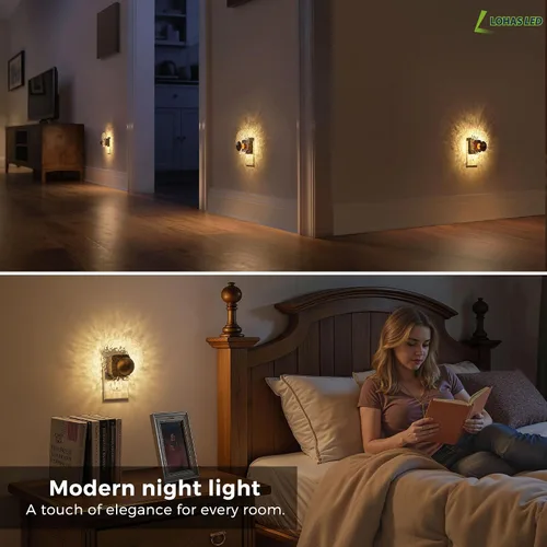 Miniatura 4 de L LOHAS LED - Luz nocturna de concha, luces nocturnas enchufables en la pared, luces nocturnas regulables enchufables con sensor de luz, 0-100LM