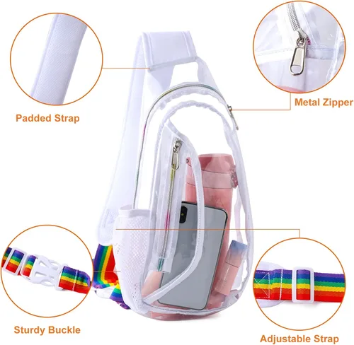 Miniatura 5 de Edraco Bolsa transparente aprobada para estadios, bolsa transparente en el pecho para senderismo, estadio o conciertos