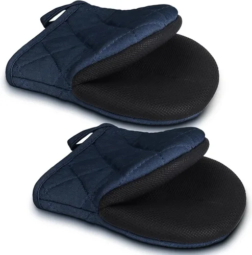 Miniatura 10 de 1 par de manoplas cortas para horno - Guantes de horno de silicona para cocina, resistentes a altas temperaturas de 500℉, mini manoplas
