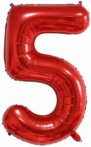 Miniatura 4 de Globo de 40 pulgadas, corona roja número 5, globo gigante de película de aluminio con el número 5, globos de decoración de cumpleaños número 5