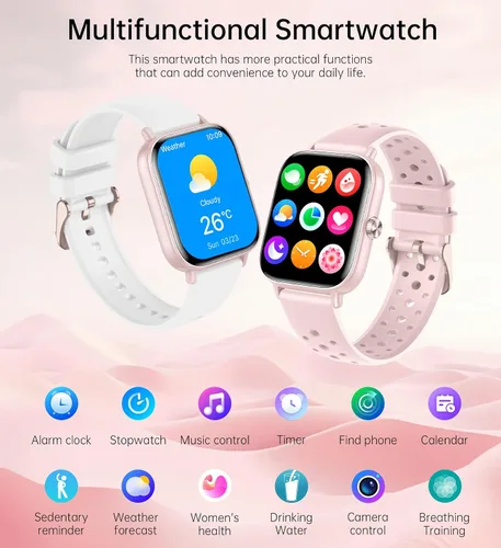 Miniatura 7 de Reloj inteligente para mujeres y hombres (respuesta/hacer llamadas), monitor de fitness, pantalla HD de 1.83 pulgadas con monitor de frecuencia