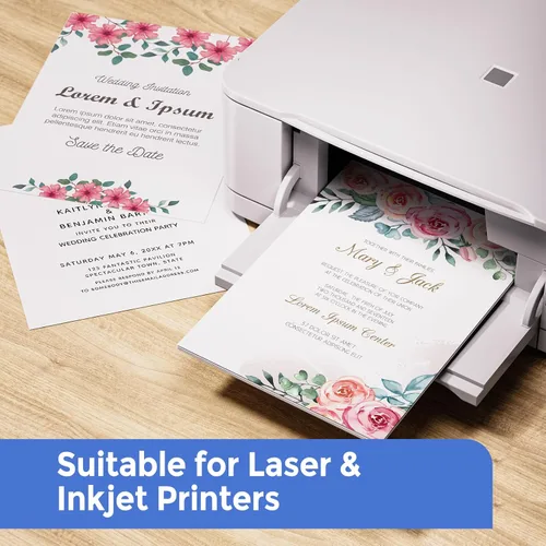 Miniatura 4 de 100 hojas de papel de cartulina blanca, papel de impresora de cartulina de 8.5 x 11, cartulina de 92 libras/8.82 oz/m², papeles de impresión gruesos