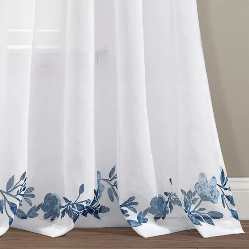 Miniatura 5 de Lush Decor Tanisha - Cortinas traslúcidas para oscurecer la habitación, diseño floral de vid impreso, juego de paneles de ventana (par), 38 pulgadas