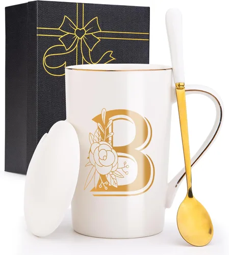 Miniatura 10 de Tazas personalizadas con iniciales en letra A con flores, taza de café personalizada con letra A, tazas personalizadas con letras geniales