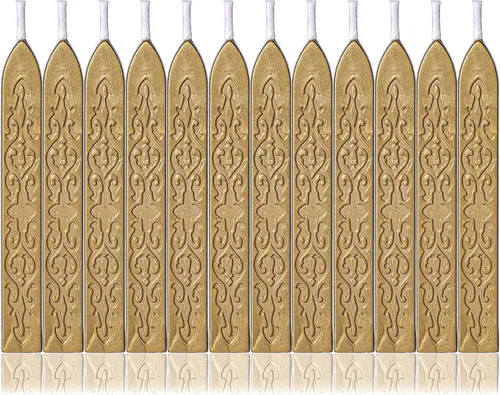 Yoption 12 varillas de cera de sellado con mechas, tótem de oro antiguo manuscrito de fuego para sello de cera (oro antiguo)