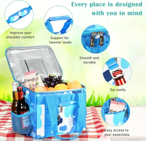 Miniatura 12 de Tirrinia Bolsa térmica grande aislada – Caja térmica a prueba de fugas para exteriores para mujeres y hombres – Bolsa de congelador portátil