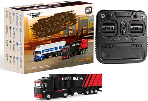 Miniatura 8 de FLYCOLOR Turbo Racing 1:76 C82 RC Truck Car Full Proporciontional RC Mini Sports Car Control remoto para adultos Regalo (negro)