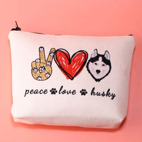 Miniatura 3 de JXGZSO Divertido perro husky regalo paz amor husky bolsa de cosméticos husky amante de perros regalo bolsa de maquillaje bolsa de cremallera
