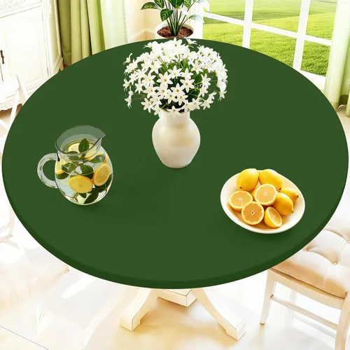 Miniatura 44 de Moosfor Mantel redondo de elastano, elástico ajustable impermeable para mesas de 18 a 24 pulgadas, mantel de picnic elástico lavable para Azul