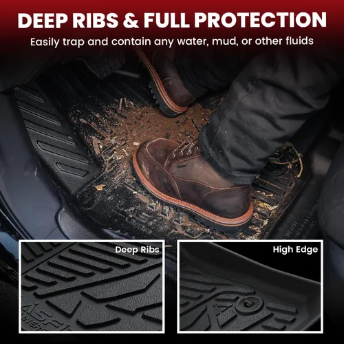 Miniatura 4 de LASFIT Alfombrillas para Ford F-150 2011-2014 SuperCrew, alfombra de la fila delantera con consola de flujo continuo, protector para todo