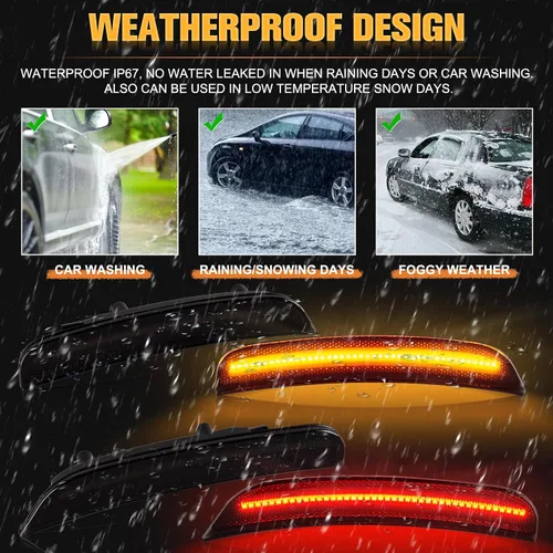 Miniatura 7 de Gempro - Luces LED de señalización lateral compatibles con Dodge Charger LD 2015-2023, lámparas de marcador de parachoques delantero y trasero