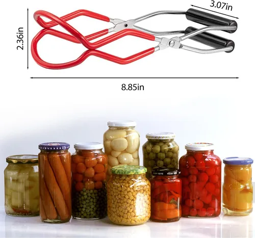 Miniatura 2 de Pinzas elevadoras de tarros de conservas, elevador de tarros de conservas de acero inoxidable antideslizante con mango de agarre seguro para tarros