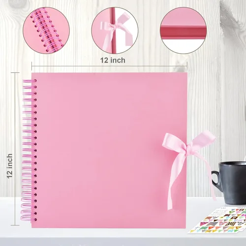 Miniatura 4 de GOTIDEAL Álbum de recortes de 12 x 12 pulgadas con 10 marcadores metálicos, 80 páginas de papel artesanal para bodas y aniversarios, álbum de fotos