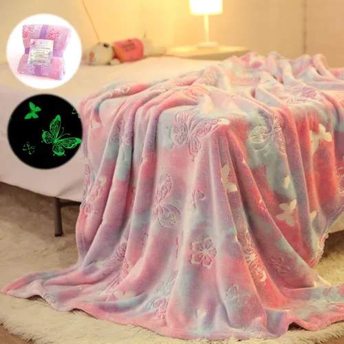 Manta que brilla en la oscuridad, regalos de mariposa para niñas, manta suave de 3, 4, 5, 6, 7, 8, 9, 10, 11, 12 años, juguetes para niñas pequeñas