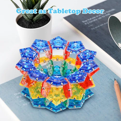 Miniatura 5 de LAFFTRAK - Esfera magnética antiestrés con imanes, juguetes magnéticos sensoriales, color azul diamante de cristal - Juego de 12 piezas - Cristal