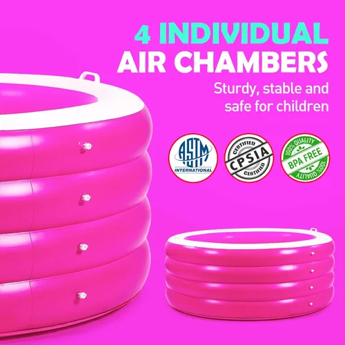 Miniatura 4 de Piscina inflable redonda de 72 x 30 pulgadas de profundidad, piscina inflable para el patio trasero para niños, rosa