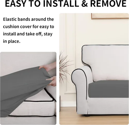 Miniatura 4 de Easy-Going Fundas elásticas para asiento de sofá biplaza 100% impermeables, funda protectora para cojín de sofá, funda elástica para muebles