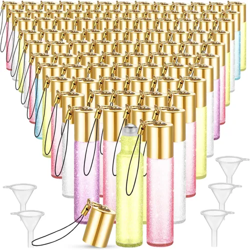 Miniatura 12 de Sumind 150 piezas de botellas de rodillo de aceite esencial de 10 ml de vidrio vacías con bolas de acero inoxidable a prueba de fugas con 5 embudos