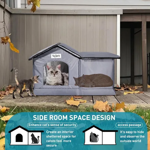 Miniatura 8 de TailTastic Casa para Gatos de Exterior Resistente a la Intemperie y Aislada - Base Sin Costuras se Mantiene Seca, Fácil Montaje, Refugio Cálido