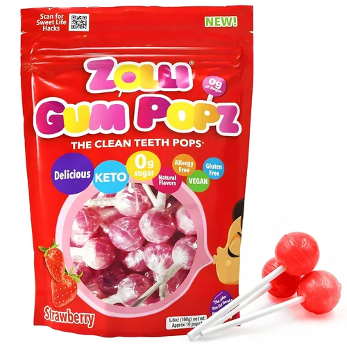 Zollipops GUM Popz - Bolsa resellable de 5.6 onzas, disfruta de una explosión de sabor con goma de mascar en una práctica bolsa resellable