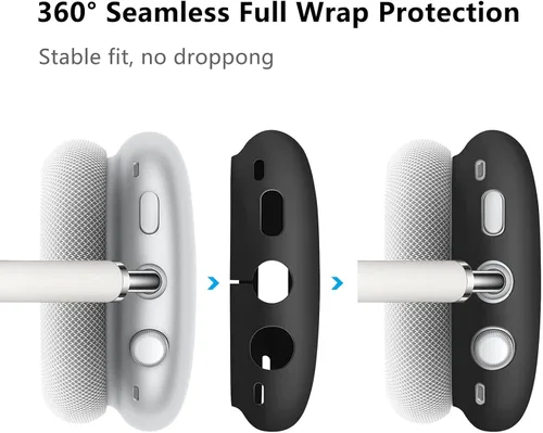 Miniatura 4 de Funda para AirPods Max, silicona suave antiarañazos con patrón de corazón dorado para auriculares Apple AirPods Max (negro)