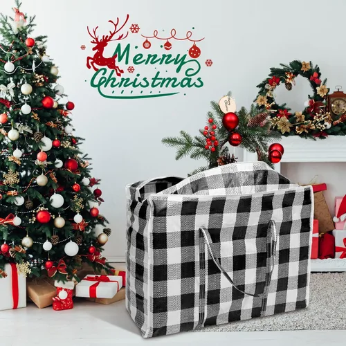 Miniatura 5 de 12 bolsas de almacenamiento extra grandes de 27 x 20 pulgadas, caja de almacenamiento a cuadros de gran tamaño, contenedores resistentes para Negro