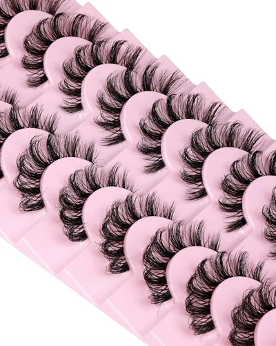 Miniatura 7 de Pestañas postizas que parecen extensiones de 0.630 pulgadas, tiras de pestañas con banda transparente, pestañas de visón sintético, pestañas