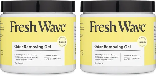 Fresh Wave Gel eliminador de olores de limón, 15 onzas, paquete de 2 – Absorbentes de olores más seguros para el hogar, eliminador de olores natural