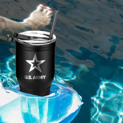 Miniatura 4 de Military Gift Shop Taza de Viaje de Acero Inoxidable con Aislamiento al Vacío de Doble Pared Negra del Ejército de EE.UU. de 30 oz - Regalos