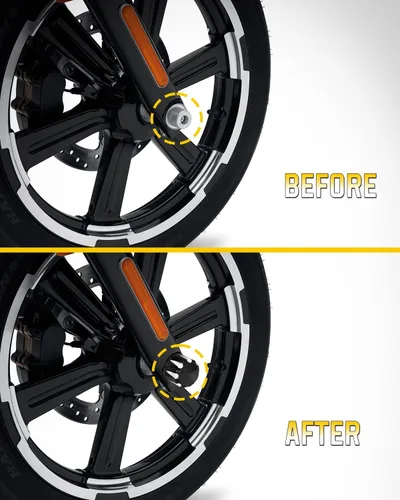 Miniatura 5 de Tapa negra para tuerca de eje delantero, cubierta de tuerca de horquilla delantera compatible con Harley Davidson 2002-2024 Softail Dyna Iron 883