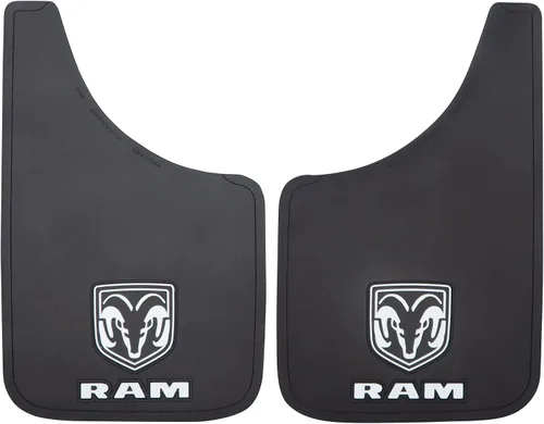 Plasticolor 000490R01 RAM, logotipo blanco, guardabarros de colocación fácil de 9"x15", juego para lado izquierdo y derecho