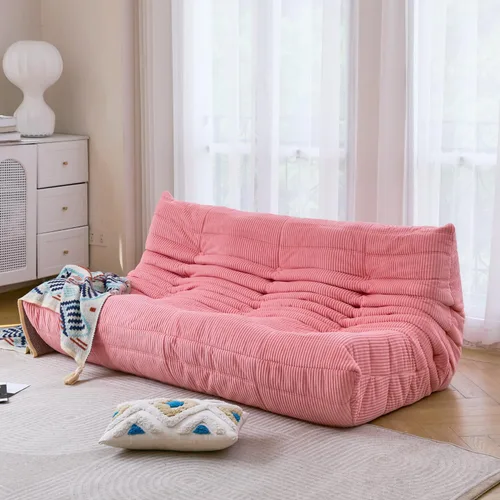 Miniatura 17 de N&V Fireside Sofá de Tres Plazas, Piso de Tamaño Individual Sin Brazos de Mediados de Siglo, Silla de Salón de Piso de Pana Premium Suave, Silla