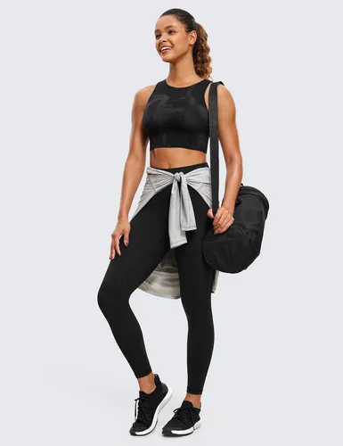Miniatura 3 de CRZ YOGA Butterluxe - Brasier deportivo de cuello alto y espalda cruzada para mujer, camiseta corta acolchada para entrenamiento con brasier