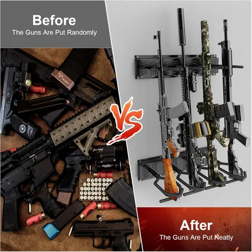 Miniatura 7 de JBBTOOL Soporte para armas de interior – Soporte de pared de acero resistente mejorado, pantalla ajustable y soporte seguro para escopetas y rifles