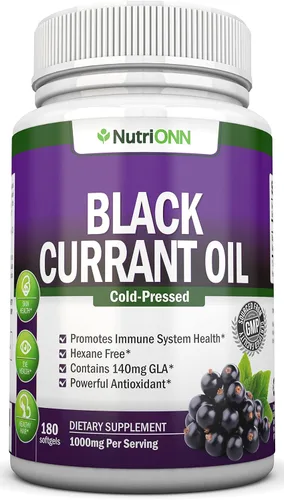 Aceite de grosella negra, 1000 mg, 180 cápsulas blandas, aceite de semilla de grosella negra puro prensado en frío, sin hexano, 140 mg de GLA por