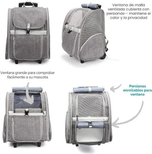 Miniatura 4 de Lollimeow - Transportadora rodante para mascotas, mochila con ruedas para perros, gatos, cachorros, bolsa de viaje con ruedas, carrito para perros