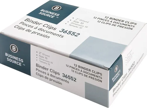 Miniatura 4 de Business Source Clips plegables para carpeta, color negro, grande (paquete de 12)