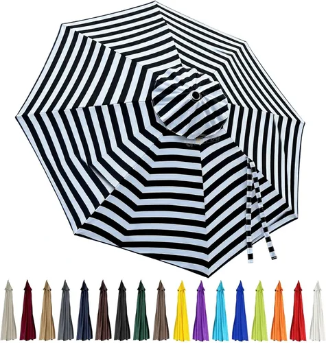 Miniatura 17 de Toldo de repuesto para sombrilla de patio de 10 pies, 8 varillas, impermeable y resistente a la decoloración, tela de poliéster gruesa para patio
